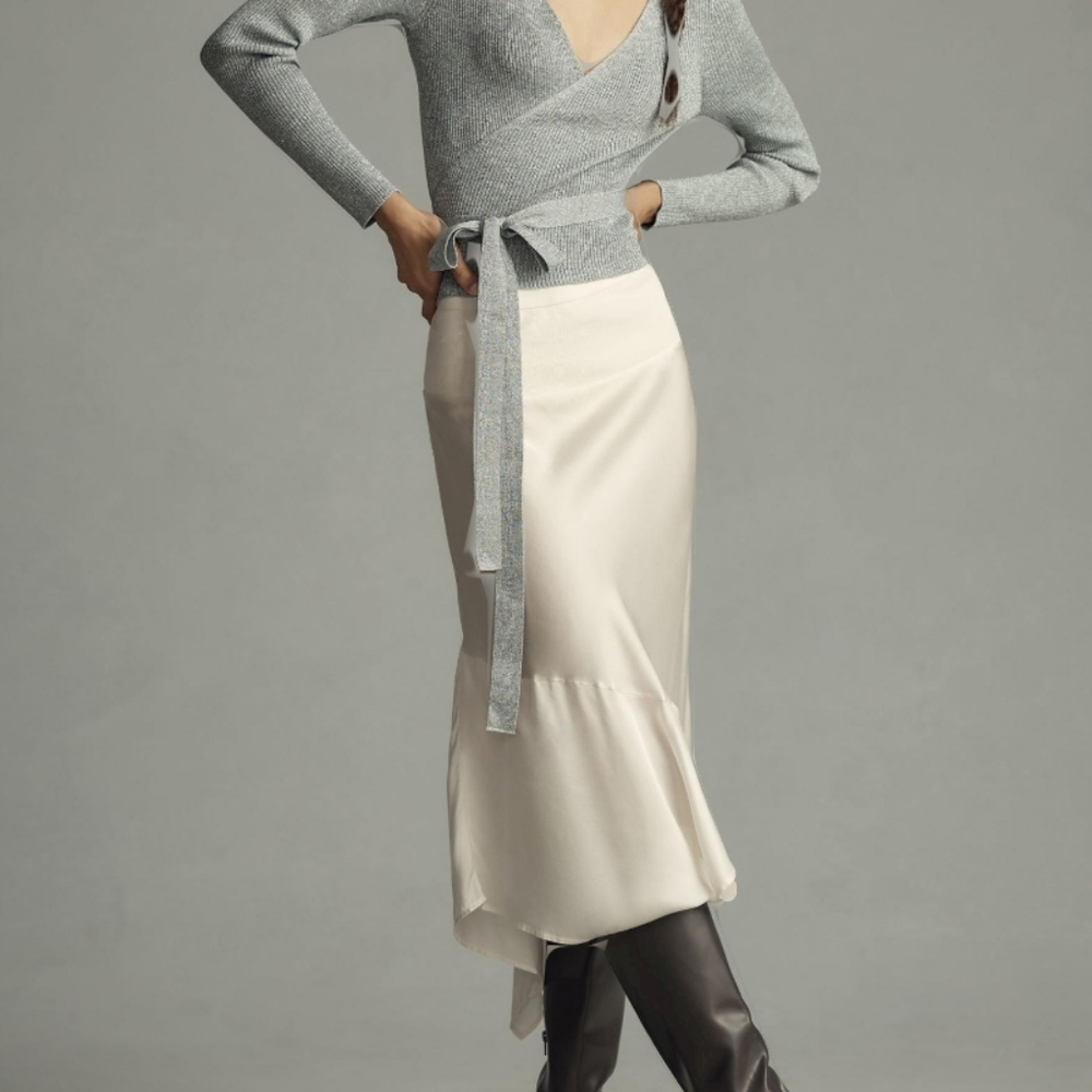 Anthropologie White Asymmetrical Slip Skirt - NWT